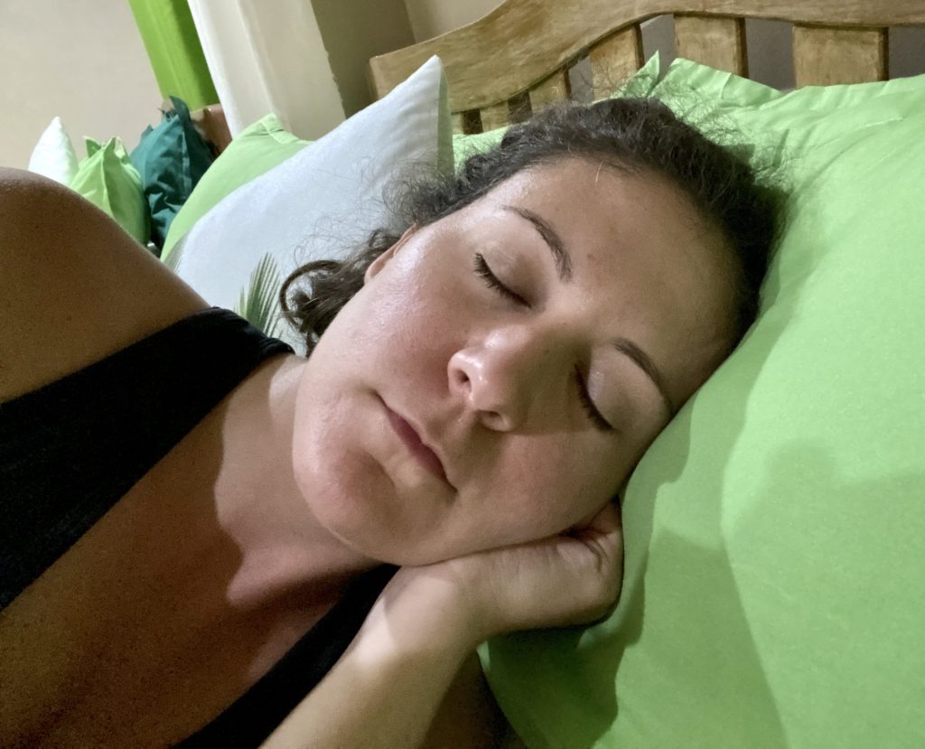 Nicole sick with food poisoning in El Nido, Palawan, Philippines